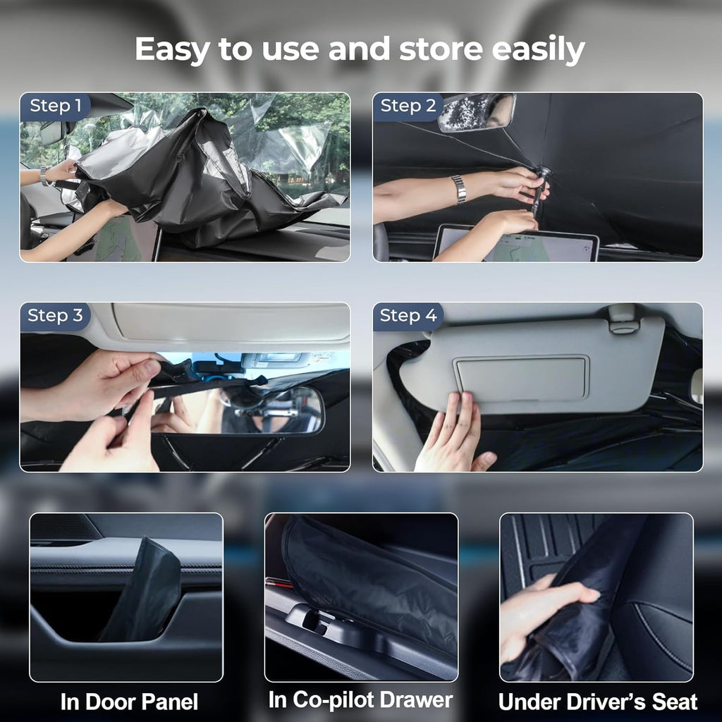 Windshield Sun Shade Umbrella: for Volvo XC60-2018-2024 - Front Custom Car Window Shades - Foldable XC 60 Sunshades Block UV Keep Cool