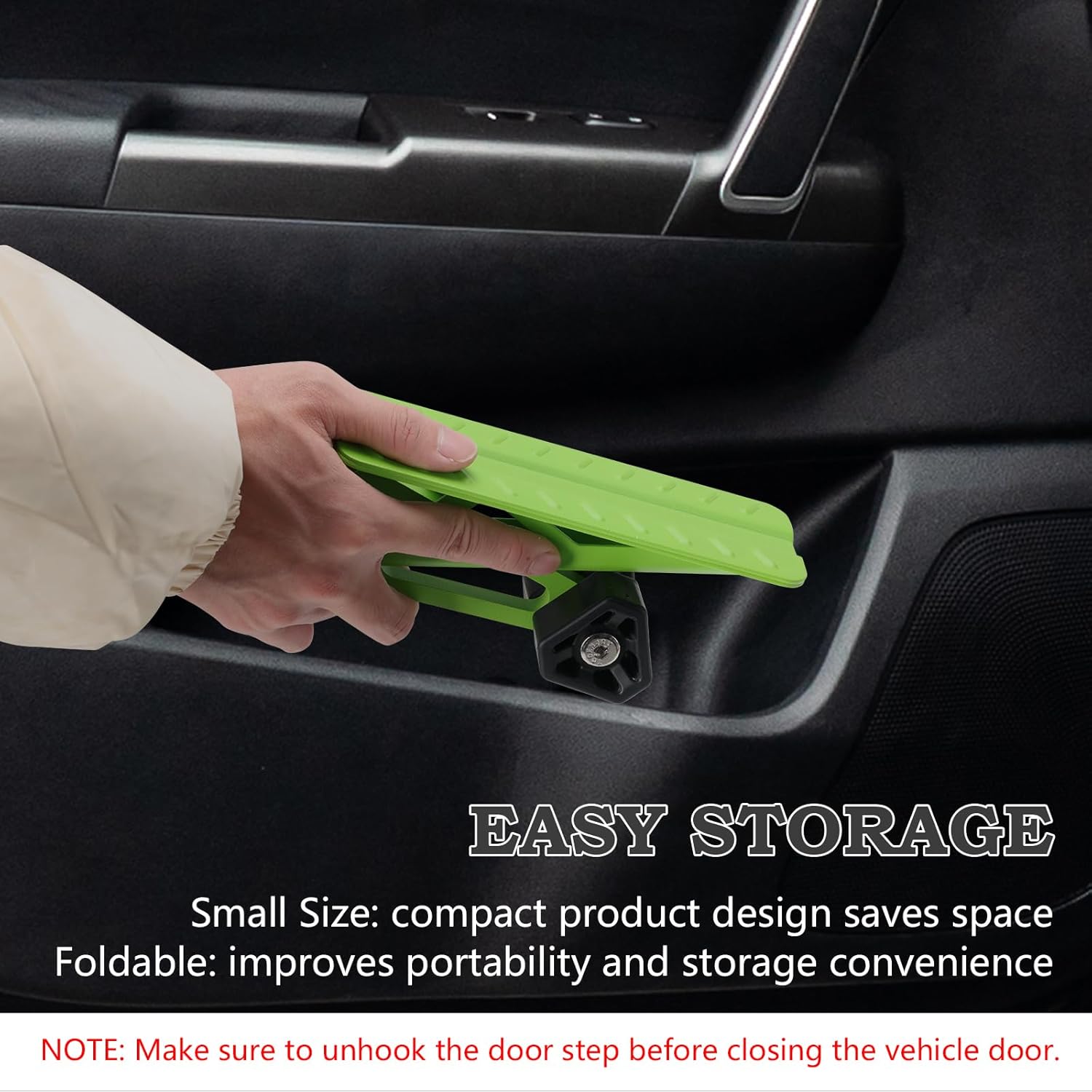 COWVIE Foldable Car Door Step Stand Pedal - Access to Vehicle's Top Roof Both Feet Stand Pedal Ladder for Most SUV Truck Green