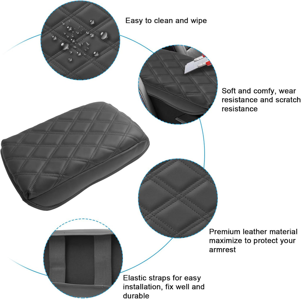 SXCY for 2025 Chevy Equinox Armrest Cover Pad for Equinox 2025 Center Console Armrest Cover 2025 Equinox Center Console Cover 2025 Equinox Middle Console Cover (Adding Pad 2-Line Rhombus Style)
