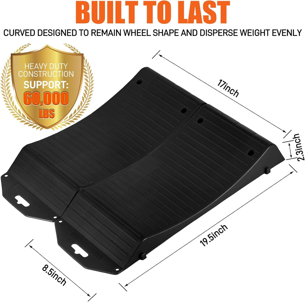 Tire Saver Ramps Anti-Slip Pads Design, 4 Pack Car Tire Wheel Ramps with Carrying Bag for Flat Spot and Flat Tire Prevention, Tire Savers for Storage, Easy to Store