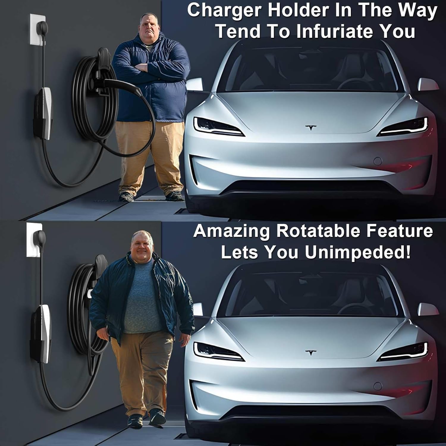 Tesla Charger Holder Wall Mount Tesla Charging Cable Organizer for Tesla Mobile Connector, Swivel NACS Holster