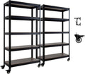 HOMEDANT House 5-Tier Metal Rolling Cart Shelf Rack Casters Heavy Duty Laminated Wheel Shelving Unit Adjustable Utility Storage Shelves Organizer Shelf Kitchen Garage 36.2" W x 16.5" D x 69.5" H 2Pack