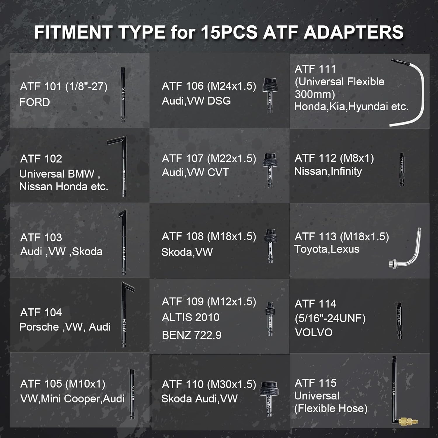 JIFETOR Transmission Fluid Pump Pneumatic Extractor and Dispenser Tool Kit, 10L ATF Fill and Evacuator Oil Can Set with 15PCS ATF Adapters 3PCS 1M Hose for Gear Oil Garage and Shop Fluid Transfer