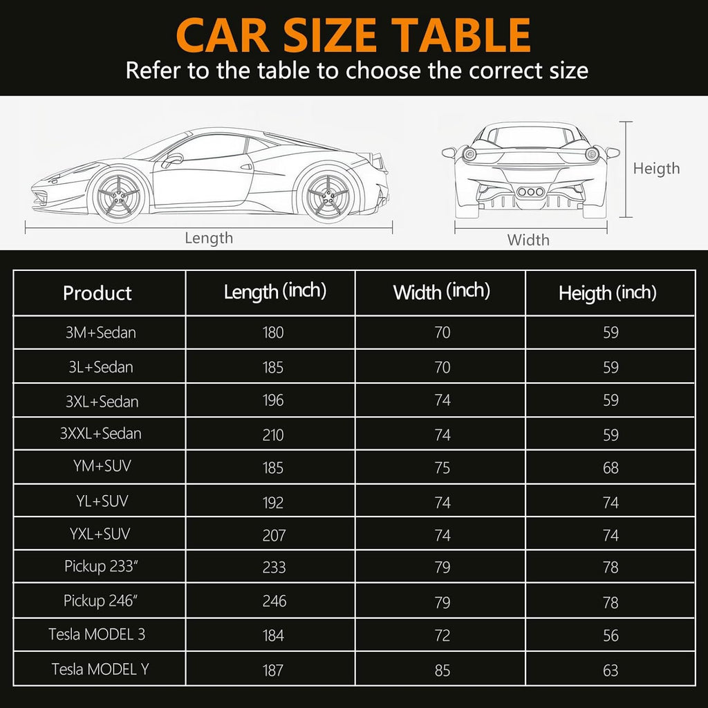 Car Cover Waterproof All Weather,6 Layers Car Covers for Automobiles, Full Exterior Cover with Zipper, Outdoor Car Cover Sun UV Rain Snow Wind Protection, Fit for 185"(185*70*59 inch)Sedan