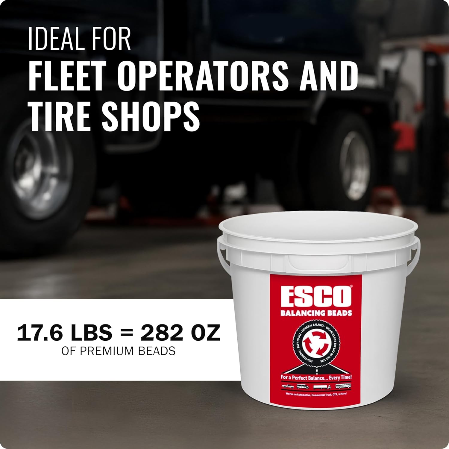ESCO Tire Balance Beads – 17.6 lb Bulk Bucket (Model 20466C) | Reusable Ceramic Balancing Beads for Truck, RV, Motorcycle, Trailer & Car Tires | Reduces Vibration & Improves Tire Life