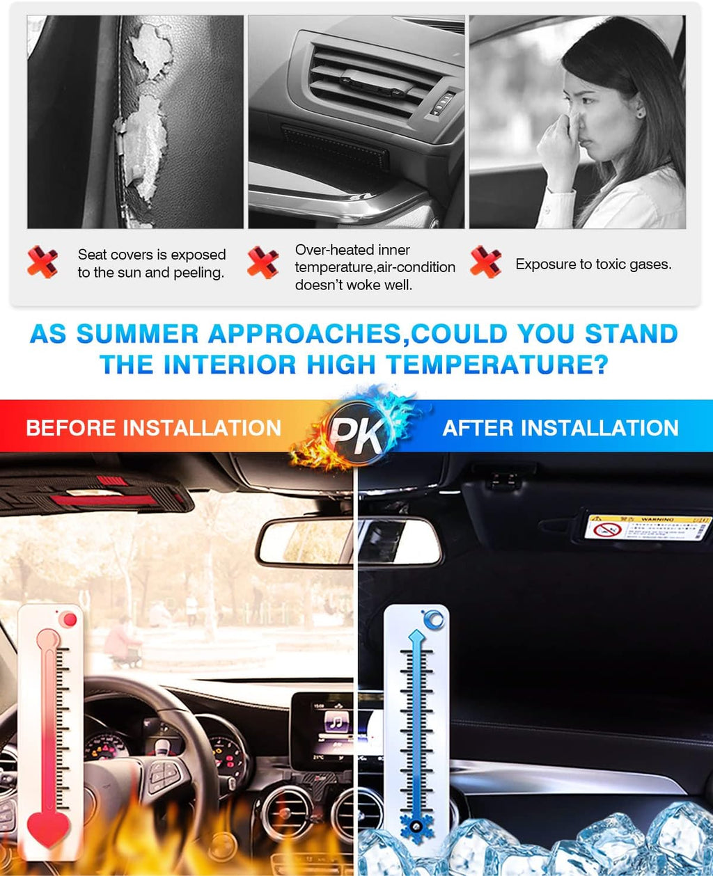 KUST Windshield Sun Shade for Subaru XV Crosstrek 2013–2017 Window Shade Sun Visor Cover Foldable Blocks UV Rays Keep Your Car Cooler