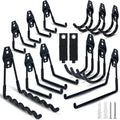 14 Pack Garage Hooks, Utility Wall Mount Garage Hooks Heavy Duty with Multiple Welding Spots, Garage Organization for Hanging Garden & Shed Tools, Bike, Ladder, Hose and More(Black)