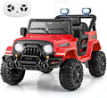 Costzon 12V Kids Ride on Truck Car, Electric Vehicle w/Remote Control, Threaded Wheels, 3 Speeds, LED Lights, Music, Horn & Wireless Connection, Battery Powered Ride on Toy for Boys & Girls 3+ (Red)