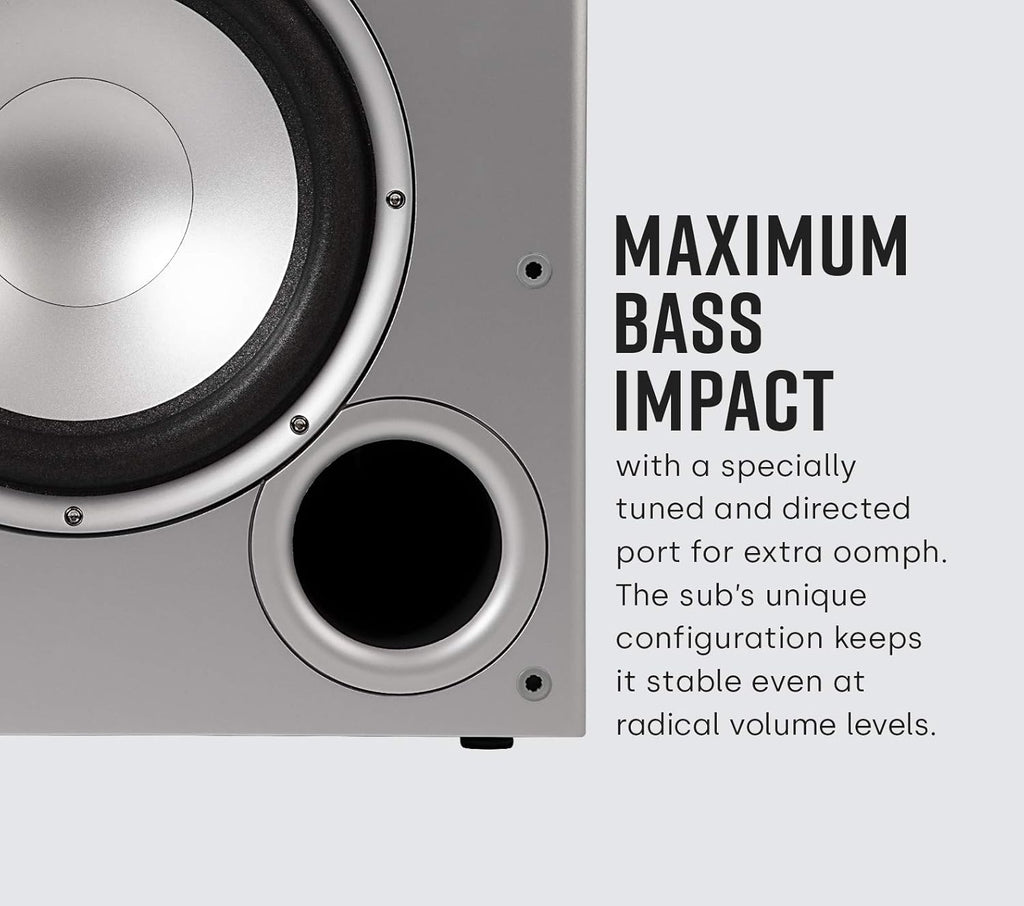 Polk Audio PSW10 10" Powered Subwoofer – Power Port Technology, Up to 100 Watts, Big Bass in Compact Design, Easy Setup with Home Theater Systems, Timbre-Matched with Monitor & T-Series Polk Speakers