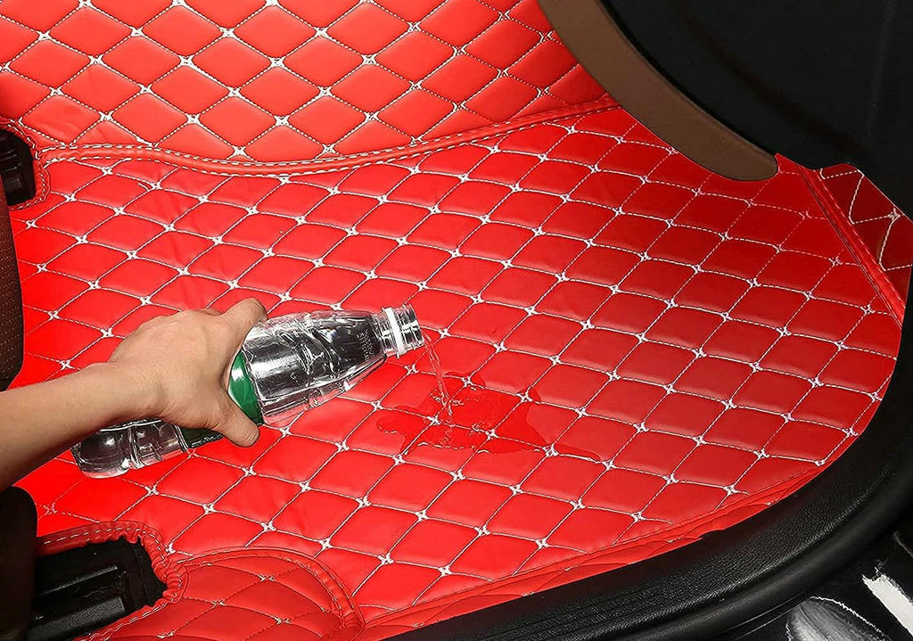Custom Artificial Leather Waterproof All-Weather Car Floor Mats Fit for 99% Sedan SUV Sports Car Vehicle Car Mat (Black White bar)