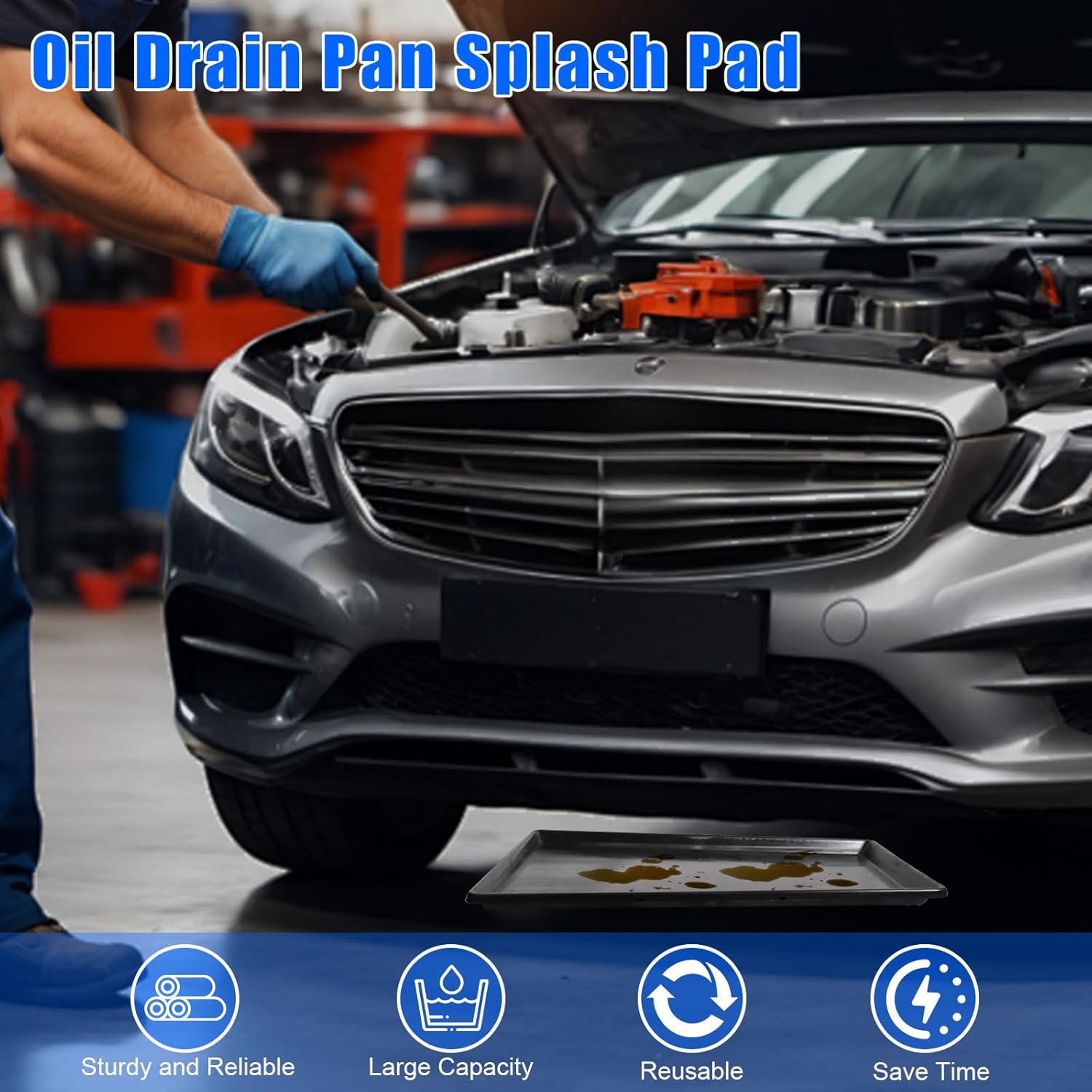 3 Pack Extra Large Oil Drip Pan, 35.4 x 24 x 1.6 in Oil Change Drain Pan, Plastic Oil Drip Tray for Under Car, Oil Catch Pan Tray for Garage, Fridges, Washing Machines, Cat Litter Box Bottom
