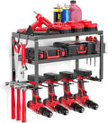 Heavy Duty Drill Holder & Power Tool Organizer Wall Mount, Metal Cordless Tool Organizer for Cordless Drill, Accessory Holder Rack Suitable for Workshop Garage (3 Tier 4 Drill Holder)