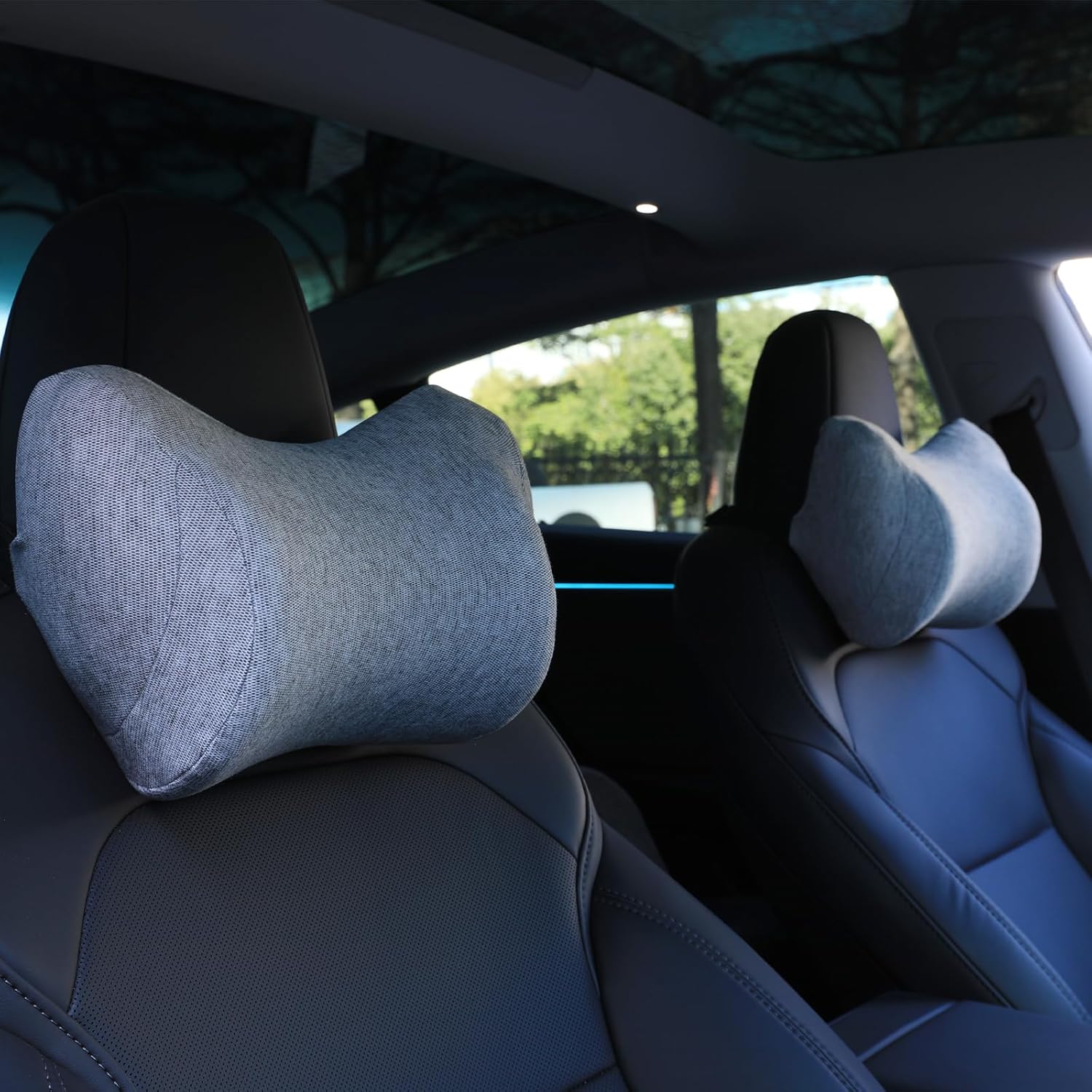 Car Neck Pillow for Driving Gaming Chair Neck Pillow with Adjustable Strap and Removable Cover, Memory Foam Headrest Pillow for Chairs, Ergonomic Design, 2 Pack