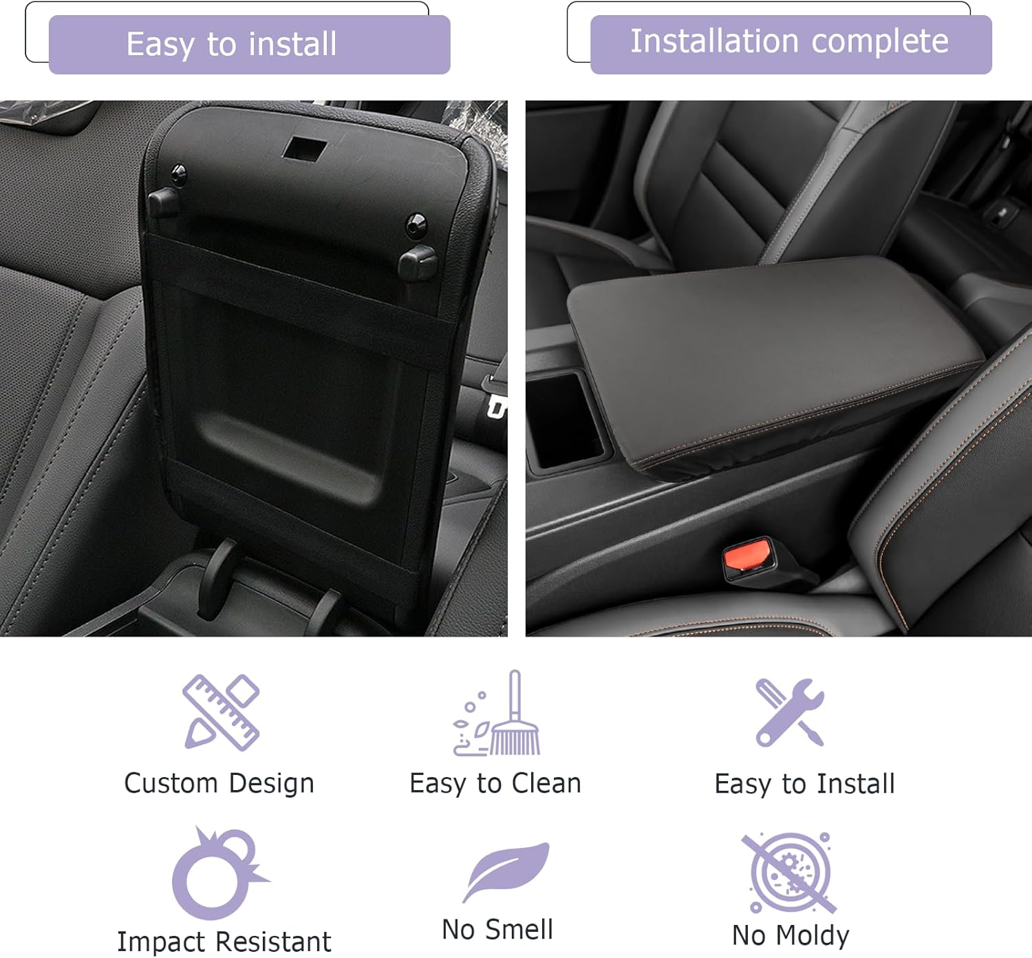 LUWU 2024 2025 Prologue Center Console Cover Compatible with 2024 2025 Honda Prologue Accessories 2025 Prologue EX/Touring/Elite Armrest Cover Center Console Pad Armrest Console Cover (Thin Black)