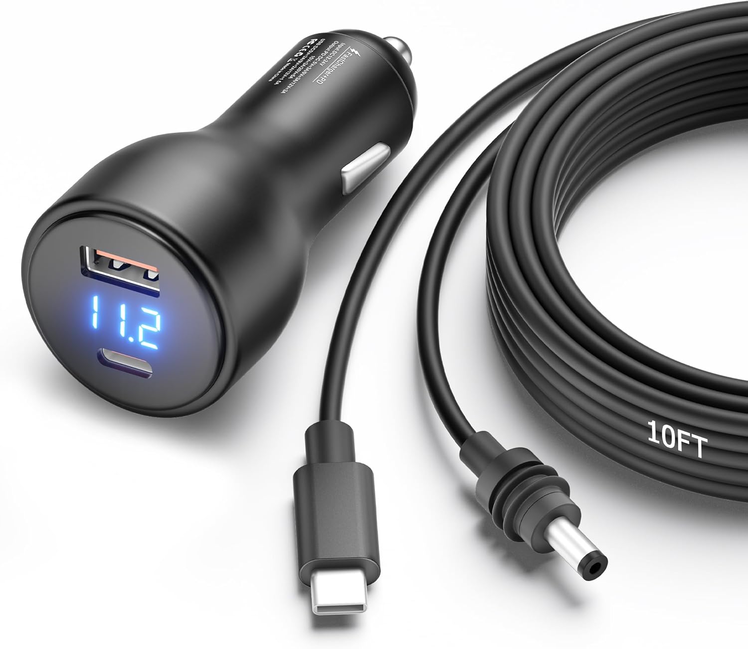 3 in 1 Starlink Mini Cable Cigarette Lighter 10FT Car Adapter for Starlink Mini USB C to DC Power Cable and Car Charger Smart Boost 12V to 20V/100W with Voltmeter USB C 100W/USB A 18W Port 18AWG 3M