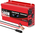 500 Watt Car Power Inverter DC 12V to 110V/120V AC Converter with LCD Display 2 AC Outlets 3.0A USB and Type-C Car Charger Adapter for Car Home Laptop Truck
