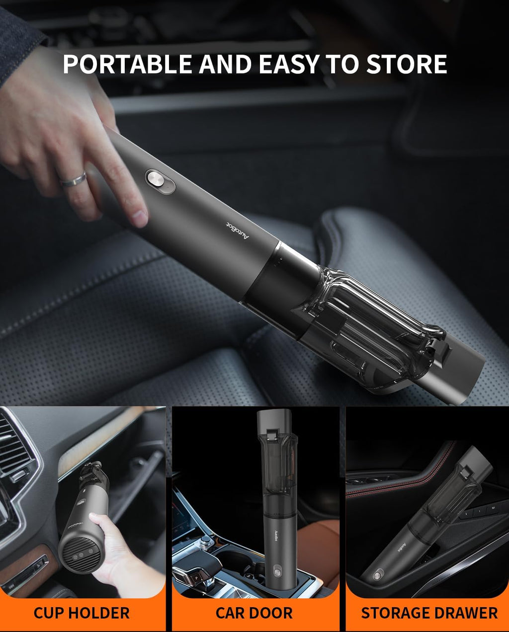 Car Vacuum, Portable Vacuum for Car with 20000PA, 5 in 1 Handheld Car Vacuum Portable Cordless with Flexible Hose, 50 Mins Runtime,3H Type-C Fast Charge, Handheld Vacuum for Car, Home,Cleaning