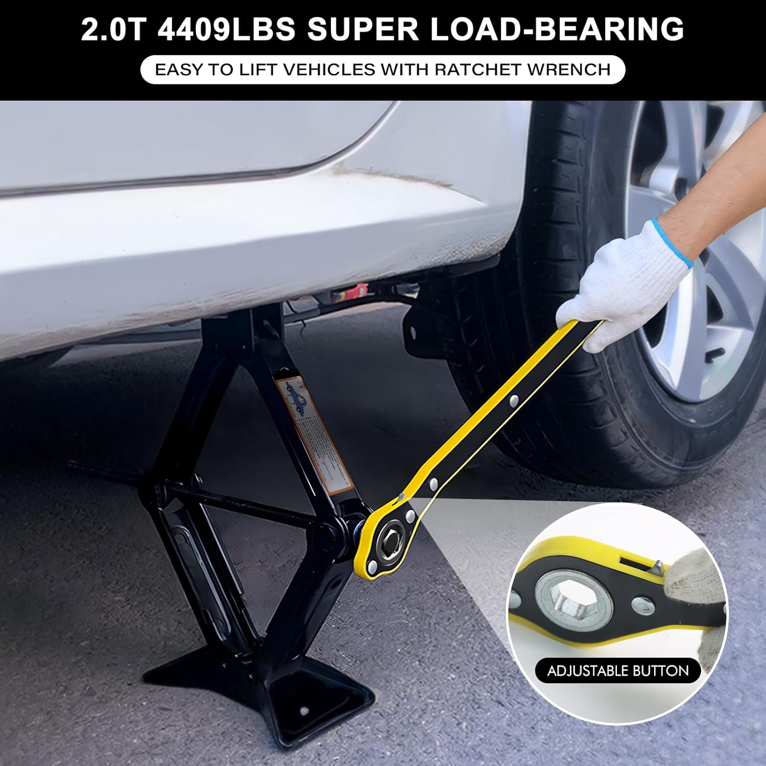 IMAYCC Car Jack Kit, Scissor Jack for Car 2 Ton (4409 lbs) Tire Jack Repair Kit,Spare Tire Changing Kit with Lug Wrench,Emergency Kit for Vehicle/Auto/SUV/MPV