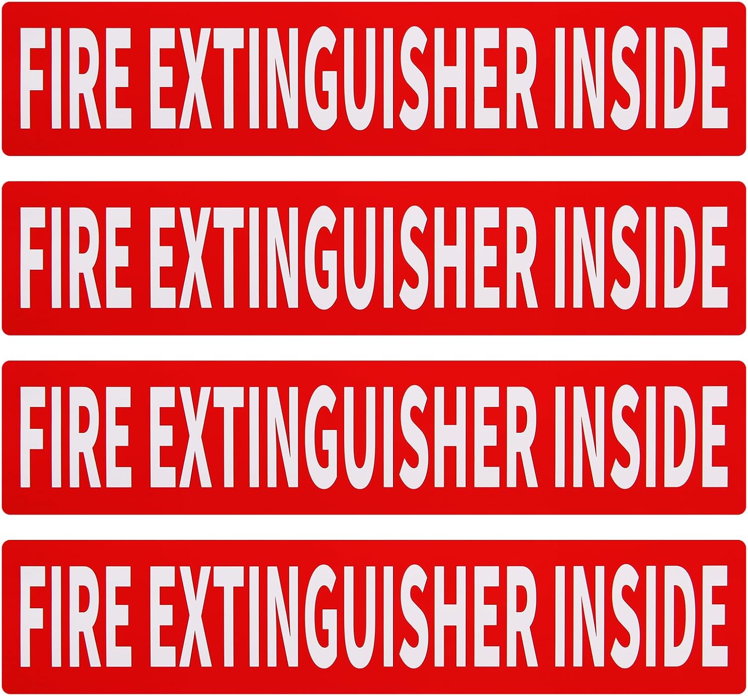 Madrigal Fire Extinguisher Inside Sticker Sign,4Pack 12x2.5" Self-Adhesive Vinyl, Weatherproof & UV Protected for Cars, Trailers, Rv's, Trucks and Vehicles, Red on White