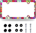 Pretty Cut Glass License Plate Frame Colorful License Plate Stainless Steel Parts Funny License Plate Decorative with Screws Size 12.3" x 6.3" Men Women