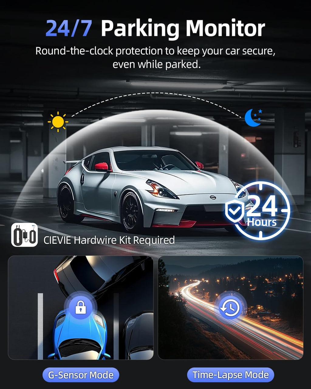 4K Dash Cam Front and Rear, 64GB SD Card, 1.5” IPS Display Car Camera, 5Ghz WiFi+App Control, Night Vision, 24H Parking Mode, G-Sensor, WDR, 170° Wide Angle, 4K+1080P Dual Dash Camera for Cars