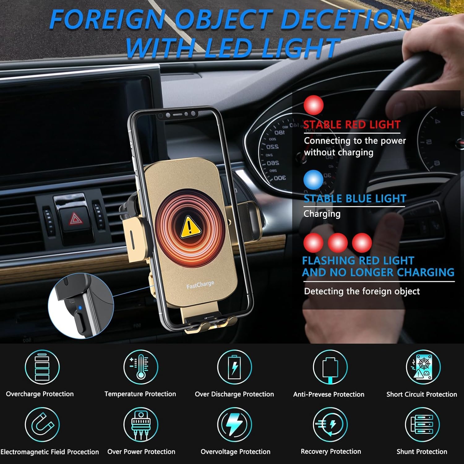 Wireless Car Charger, Fast Charging 15W Auto Clamping Car Charger Phone Holder Phone Mount for iPhone16 15 14 13 12 11 Pro Max Xs, Samsung Galaxy S24 Ultra S23 S22 S21 S20 S10+ Note 9, etc