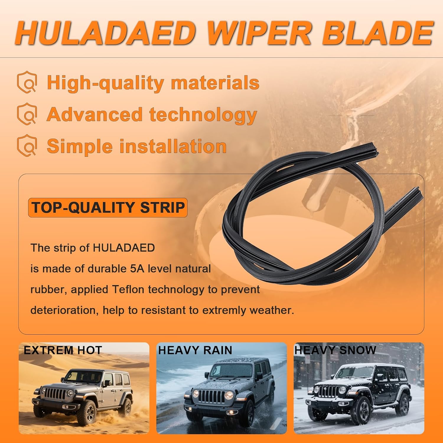 HULADAED® 24'' 18'' 14'' Windshield Wipers Replacement for Hyundai Santa Fe 2012 2011 2010 2009 2008 2007,Silicone Front Rear Wiper blades for MY Car-All Weather & Quiet(3 PACK)
