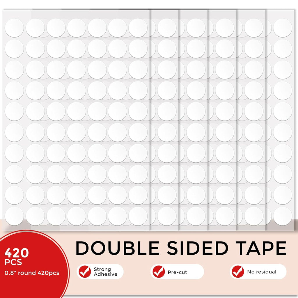 420pcs Double Sided Tape Wall Nano Sticky Dots Mounting Putty Two Sided Adhesive Strips Museum Putty Sticky Tack No Traces - Crafts Poster Decoration Picture Hanging Crafting Party - 0.8" Round