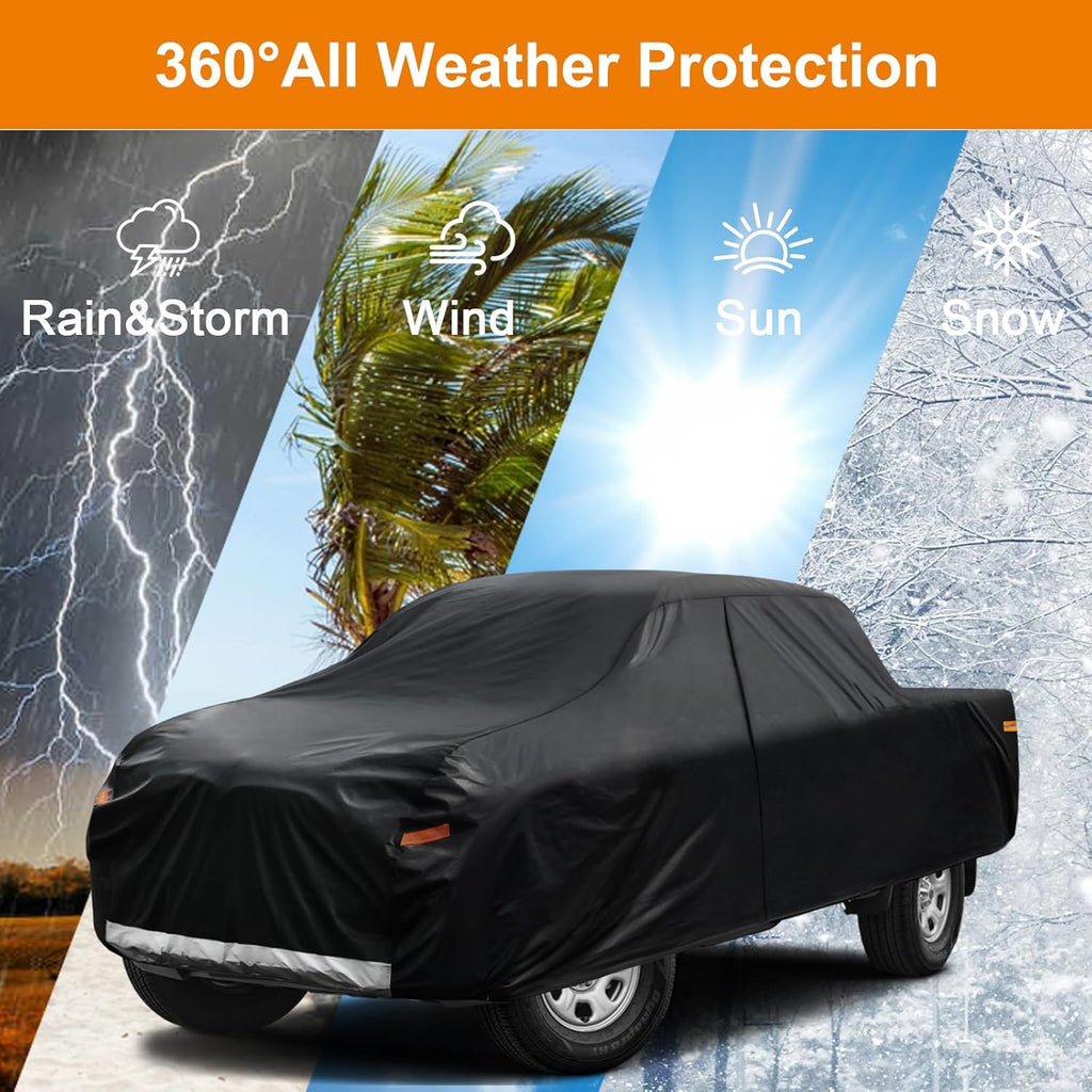 Kayme Truck Cover Custom Fit GMC Sierra(2002-2025) Double/Extended/Crew Cab SB. Full Exterior Heavy Duty Outdoor Pickup Truck Car Cover Waterproof All Weather.Car Tarp for Wind Sun Dust Protection.