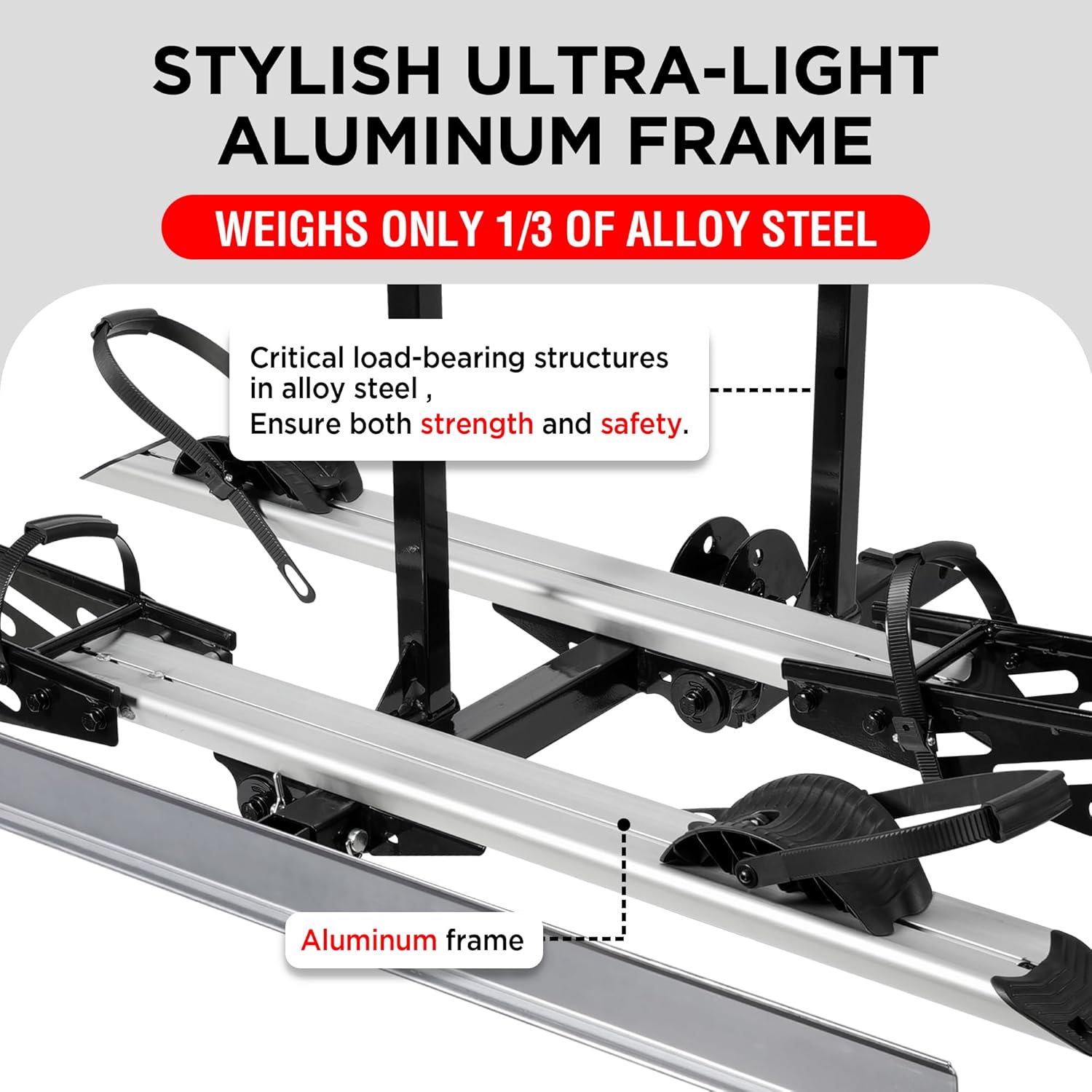 Rockland Foldable 2-Ebike Rack with Ramp, 200 lbs Capacity, Hitch Mount Electric Bike Rack, Fits up to 5" Fat Tire Width and 50" Wheelbase, Ebike Carrier Rack for 2" Receiver for Cars SUVs Vans RVs