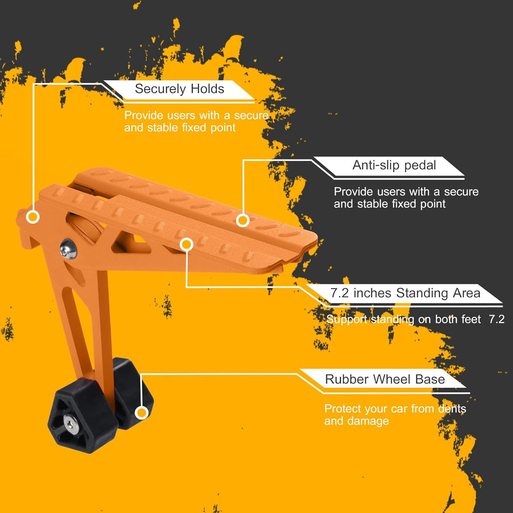 COWVIE Foldable Car Door Step Stand Pedal - Access to Vehicle's Top Roof Both Feet Stand Pedal Ladder for Most SUV Truck Jeep Orange