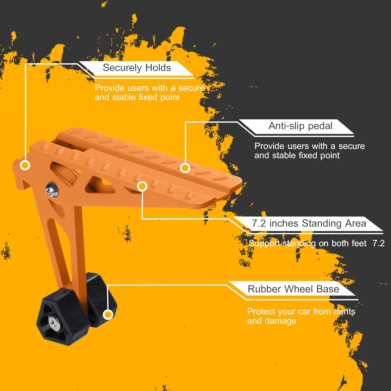 COWVIE Foldable Car Door Step Stand Pedal - Access to Vehicle's Top Roof Both Feet Stand Pedal Ladder for Most SUV Truck Jeep Orange