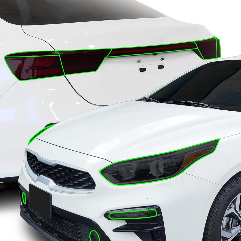 BOGAR TECH DESIGNS Full Headlight Taillight Reflector Sidemarker Tail Light Tint Kit Compatible with Kia Forte 2019-2021, Dark Smoke