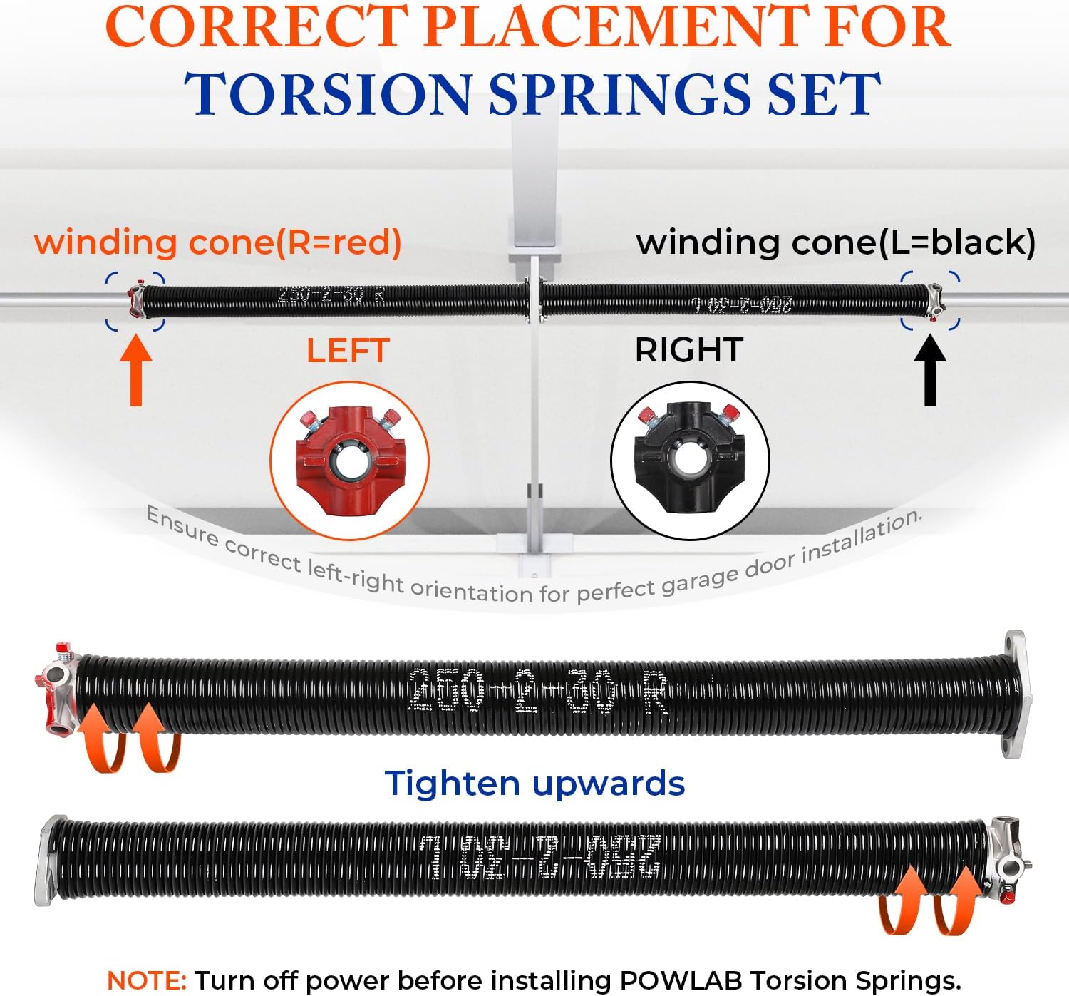 Pair of 2" Garage Door Torsion Springs (0.250'' X 2'' X 30'') with Non-Slip Winding Bars & Gloves, Heavy-Duty Replacement, 18,000 Cycles, High Precision Electrophoresis Black Coated