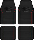 Skechers Memory Foam Car Mats,Leather Piping Floor Mats with Anti-Slip Pad,Universal Waterproof Fit Automotive Floor Mats for SUV,Vans,sedans,Trucks,Full Set 4pcs Red