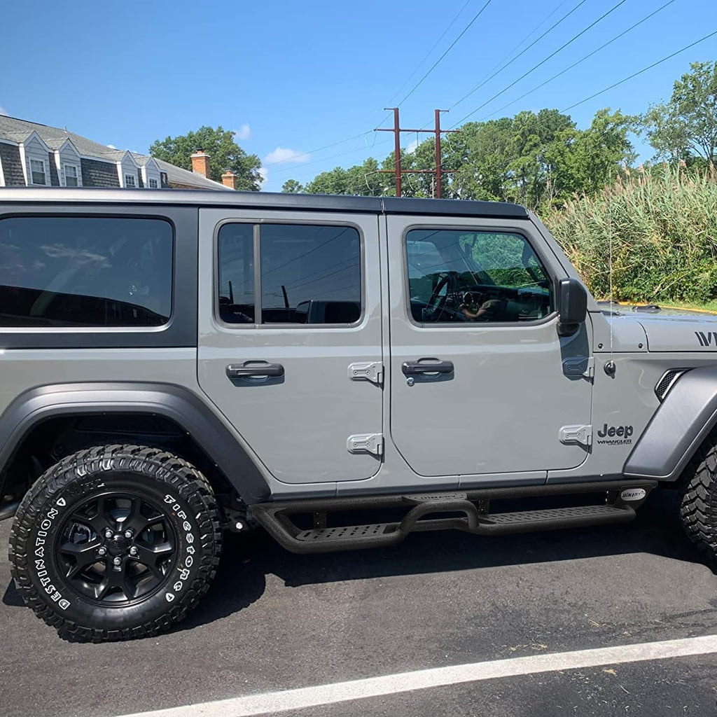 BINARY STAR Running Boards Compatible with Vehicle 2007-2018 Jeep Wrangler JK 4 Doors, 6 Inch Two-Stair Side Steps Nerf Bars, Wrangler Step Bars JKU Step Rails, Carbon Steel Running Boards & Steps.
