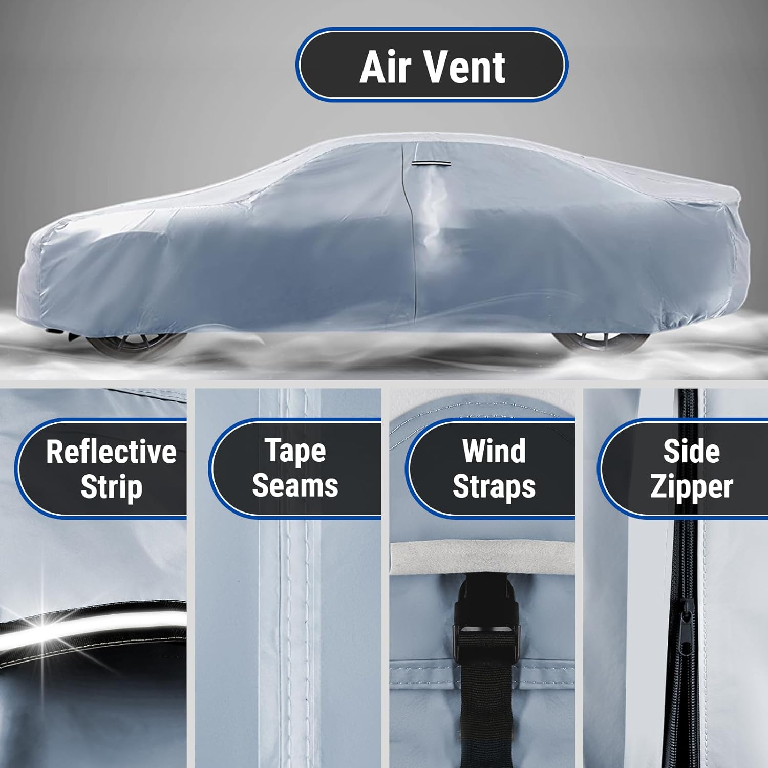 iCarCover Premium Car Cover for 1971-1976 Pontiac Parisienne 4-Door Heavy Duty Waterproof All-Weather Automobiles Custom Fit Indoor Outdoor UV Snow Protection Covers with Straps and Bag