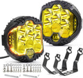 LIGBT 7 Inch Pair Amber Round LED Offroad Lights 90W Amber Yellow Off Road Light Fog Lights Driving lightsWaterproof Light Pods for Pickup Trucks 4x4 SUV ATV UTV