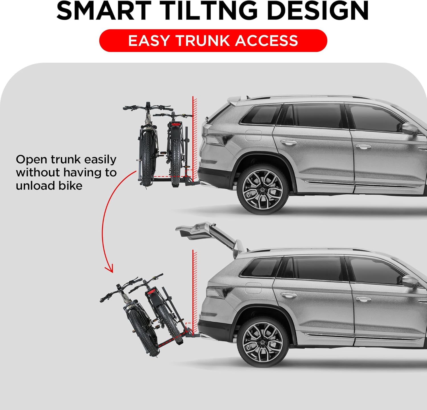200LBS EZ-FOLD Aluminum 2-Ebike Carrier with Ramp for Bikes and Electric Bike, Car SUV Truck Van RV and Trailer