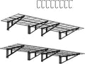 FAHKNS 2 x 6 ft Garage Wall Shelving, 2-Pack Garage Shelving Wall Mounted, 1200LBS Capacity Heavy Duty Metal Wire Shelves, Floating Long Shelf for Carport Shed Kitchen, Black