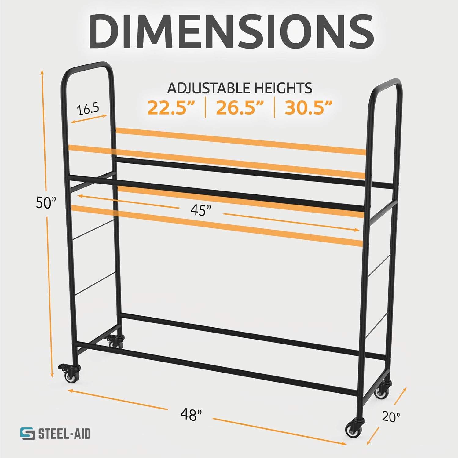 Rolling Tire Rack – Metal, Adjustable, Tire Stand & Protective Cover, Included 4 Adjustable Non Rolling Legs [Updated 48'' L with 4 Wheels Included]