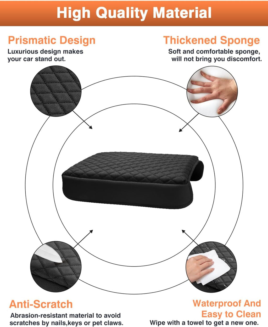 Shademax Custom for Honda Pilot Center Console Cover,Armrest Cover for Honda Pilot/Ridgeline/Passport Accessories 2023-2025 2026 Arm Rest Cushion Pad Console Lid Cover PU Leather Black