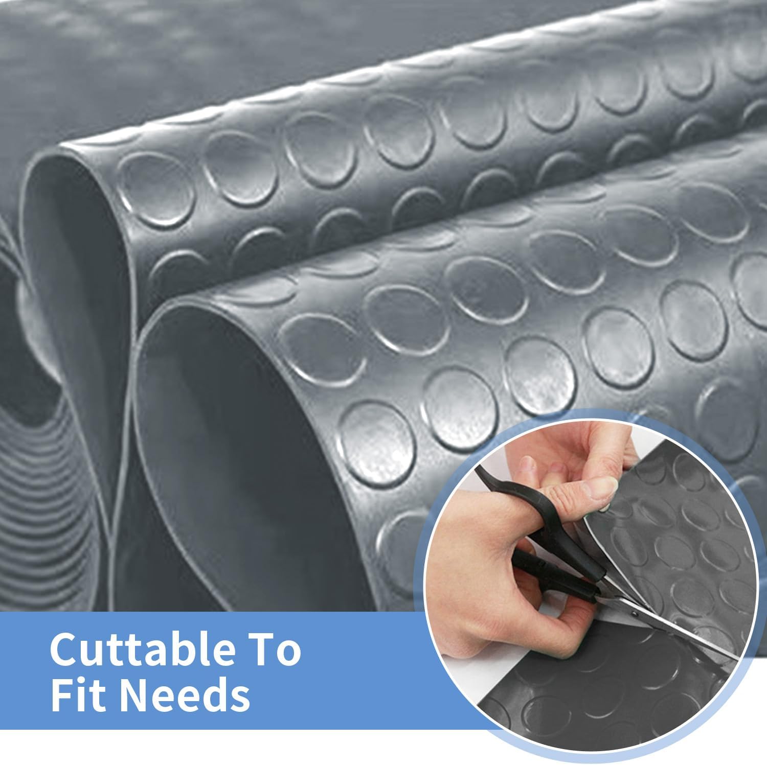 Premium Garage Floor Mat, Commercial Grade Heavy Duty Parking Mat for Garage Floor, Golf Cart Parking, Water/Stain Resistant Floor Runner (Grey Coin, 2 Rolls x 4 x 6.5 Feet)