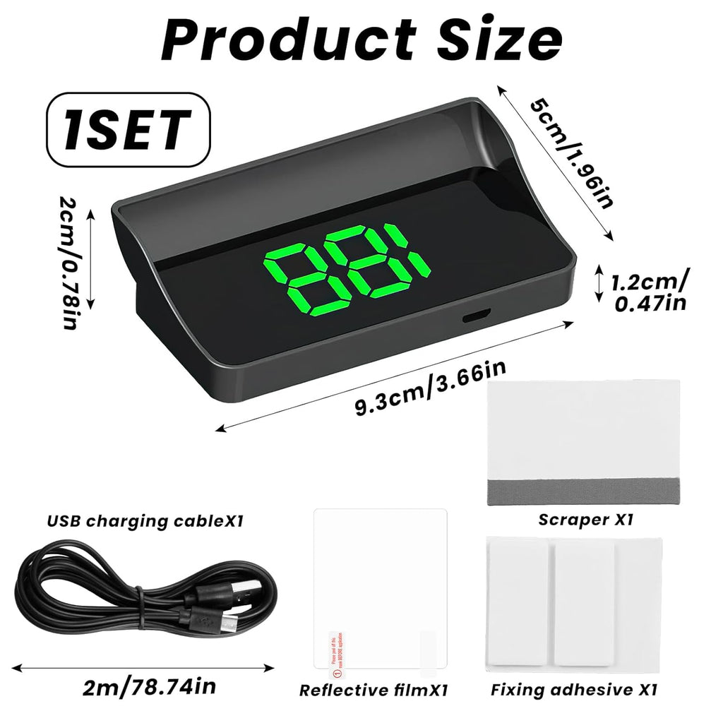 GPS Digital Speedometer for Car MPH, Universal HUD Speed Meter with LED Large Font, Plug Play for Car Truck Motor SUV Golf Cart All Vehicles (HUD Speedometer (Green Display))