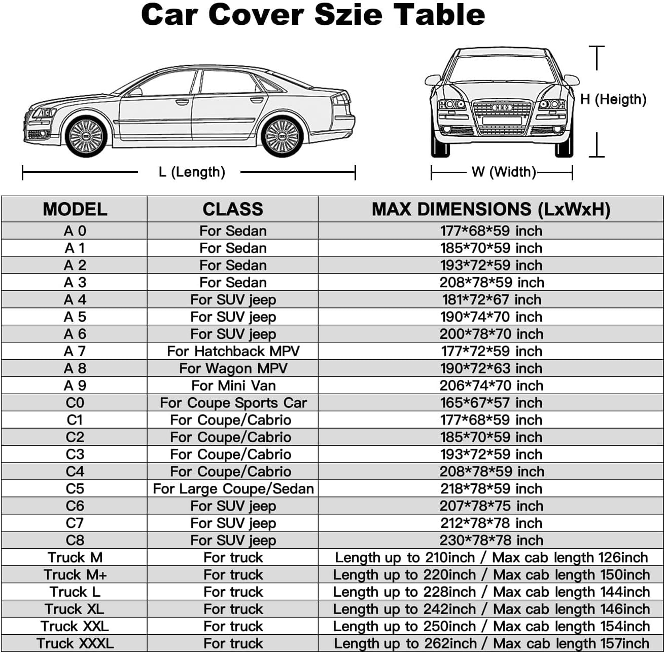Kayme 6 Layers Car Cover Waterproof All Weather for Automobiles, Outdoor Full Cover Universal Fit for Dodge Challenger Hellcat Demon, Porsche Panamera Taycan, Rain UV Protection.(194-208 inch)