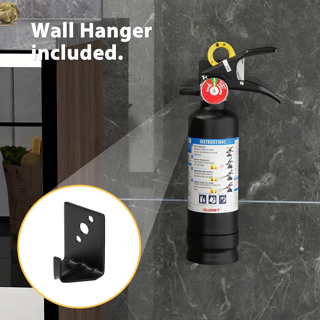 ABC Dry Powder Fire Extinguisher, 2.5 lb – 1-A:10-B:C Rated, Fire Extinguisher for Home, Kitchen, Office & Vehicle, Fire Extinguisher with Easy-Grip Handle & Quick Release, Model FF1KG,Black