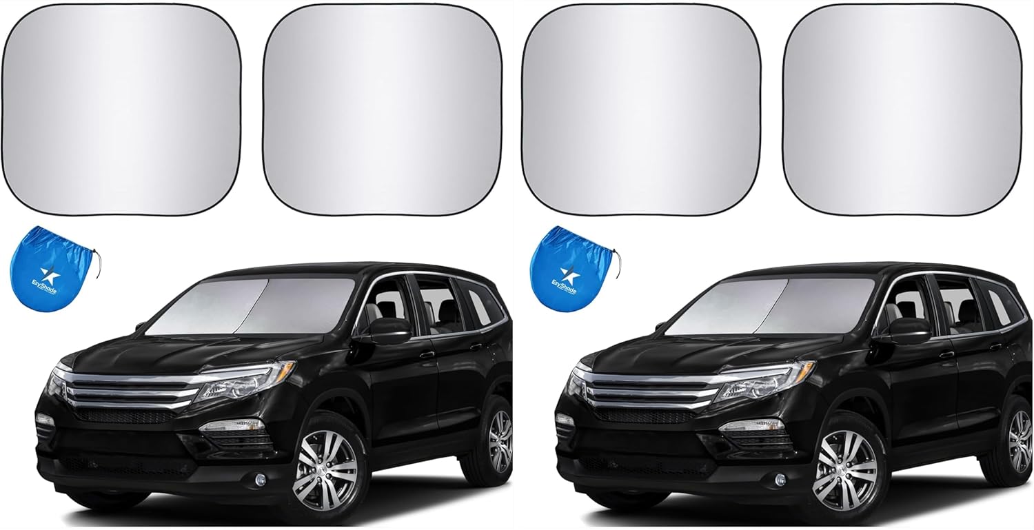 EzyShade Windshield Sun Shade with Shield-X Reflective Technology. See Vehicle Size-Chart. Foldable Car Sunshade for Front Windshield Window Car SUV Van Truck. Sun Visor Heat Shield. Max (L) Size