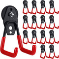 Landhoow Large Magnetic Hooks Heavy Duty Garage Magnet Hooks Strong Storage Utility Magnetic Hangers with Anti Slip Rubber Coating for Indoor and Outdoor Hanging(Red,14 Pcs)
