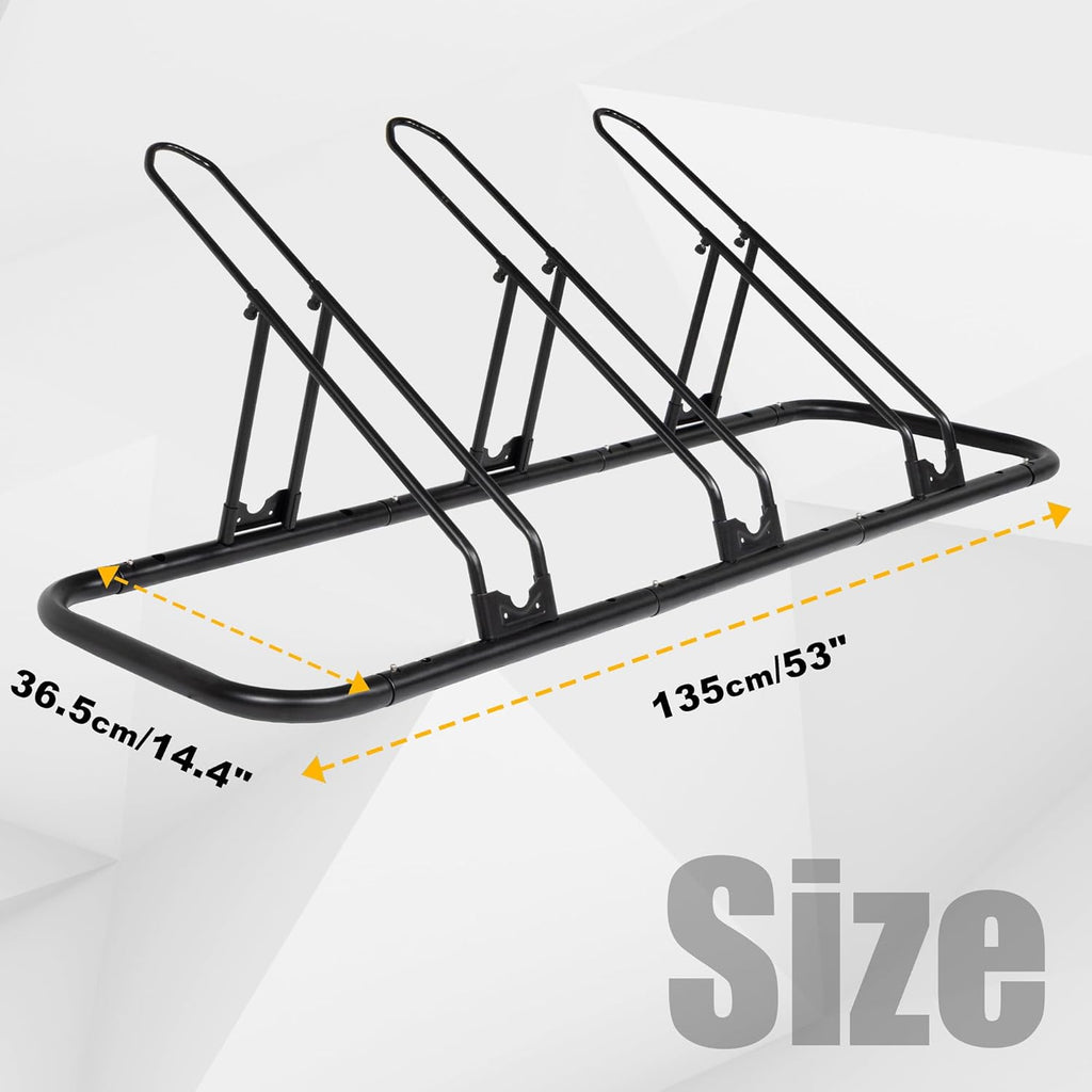 CyclingDeal Bike Rack Floor Parking Bike Stand for up to 6 Bicycles | Indoor, Home & Garage Storage Rack | Stable & Secure Bicycle Stand w/Tire Grooves Up to 29", Holding Plates & Custom Spacing