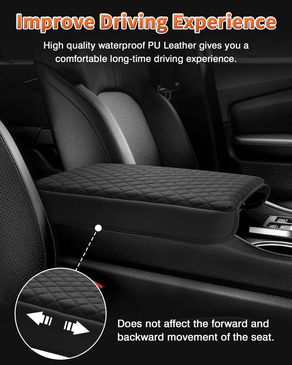 Shademax Custom for Honda Pilot Center Console Cover,Armrest Cover for Honda Pilot/Ridgeline/Passport Accessories 2023-2025 2026 Arm Rest Cushion Pad Console Lid Cover PU Leather Black